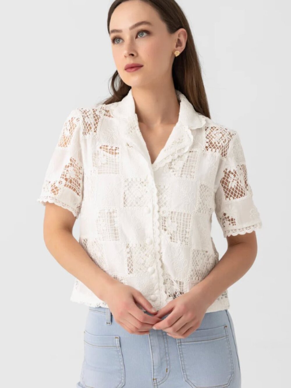 Women's Eche Embroidered Cotton blouse, size S
